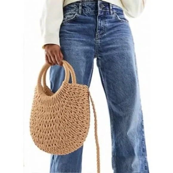 Womens Straw Beach Bag Woven Crossbody Tote Handbag Summer Purse - Picture 9 of 9